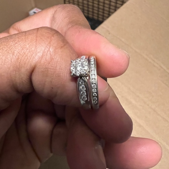 Wedding ring set 10KT White gold - Picture 3 of 17